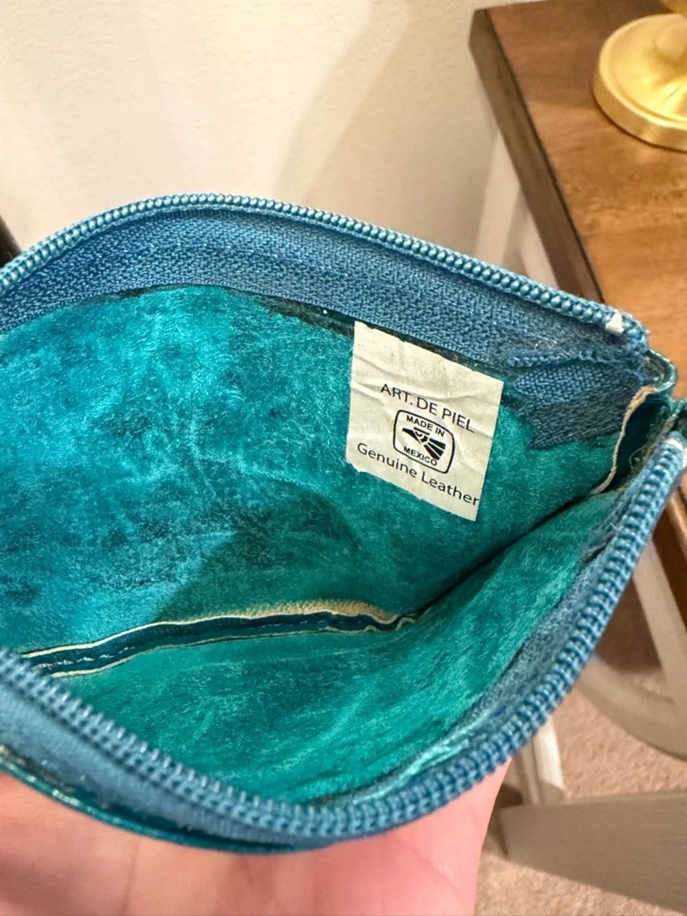 Teal Embossed Zip Pouch (From Mexico)